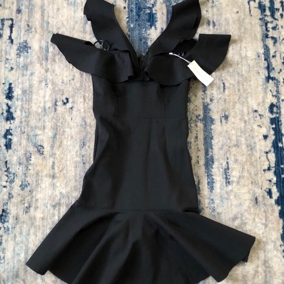 NWT Donna Mizani Maxima Mini Ruffled Dress Sz XS / cold shoulder - Picture 3 of 4